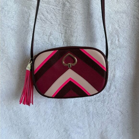 Kate Spade Kourtney Pink & Burgundy Chevron Crossbody Bag - Picture 1 of 10